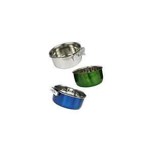 A&E Cage Company Stainless Steel Coop Cup With Ring & Bolt Bird Dish - 20 Oz