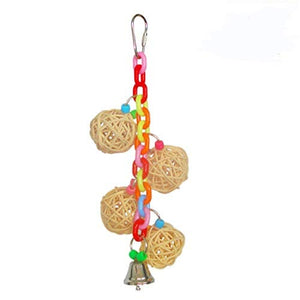 A&E Cage Happy Beaks 4-Vine Balls On Chain with Bell Bird Toy - 9 X 3.5 X 3.5 In