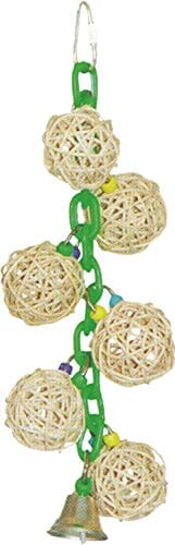 A&E Cage Happy Beaks 6-Vine Balls On Chain with Bell Bird Toy - 10 X 3 X 3 In  