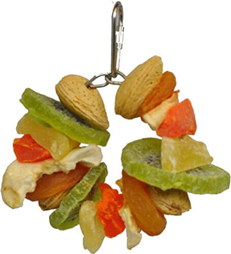 A&E Cage Happy Beaks Deluxe Tropical Delight Fruit & Nut Ring Bird Toy - 4 X 4 X 4 In  