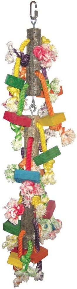 A&E Cage Happy Beaks Real Wood With Hanging Blocks On Rope Bird Toy - Large  