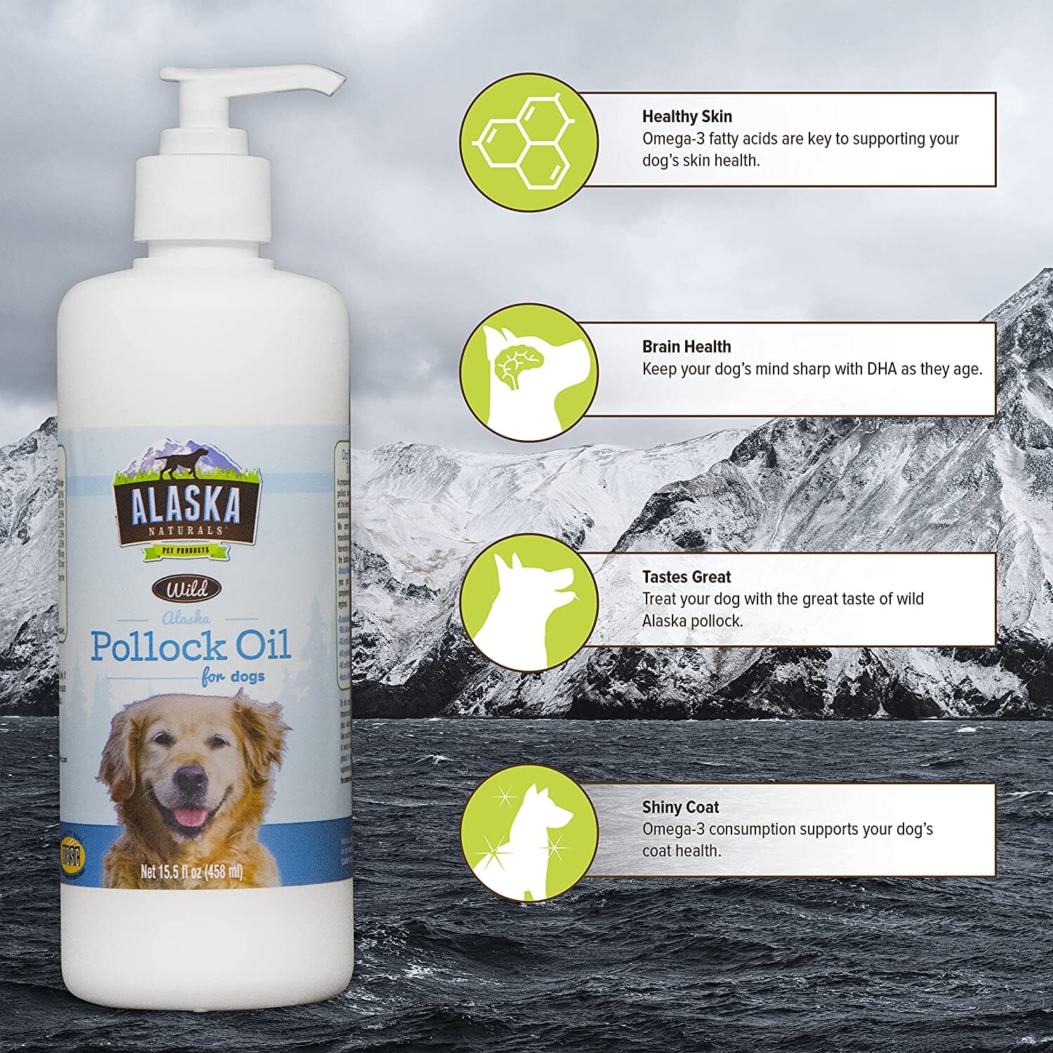 Alaska Naturals Pollock Oil for Dogs - Pollock - 15.5 Oz  