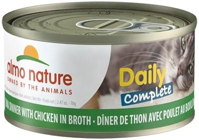 Almo Nature Cat Daily Complete Tuna Dinner with Chicken in Broth Canned Cat Food - 2.47 oz Cans - Case of 24  