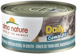 Almo Nature Cat Daily Complete Tuna Dinner with Mackerel in Broth Canned Cat Food - 2.4...