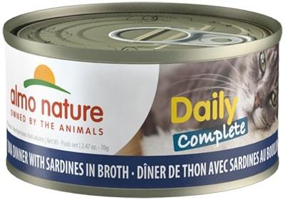 Almo Nature Cat Daily Complete Tuna Dinner with Sardines in Broth Canned Cat Food - 2.47 oz Cans - Case of 24  