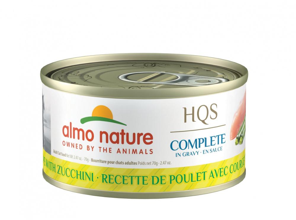 Almo Nature HQS Complete Chicken Recipe with Zucchini in Gravy Canned Cat Food - 2.47 oz Cans - Case of 24  