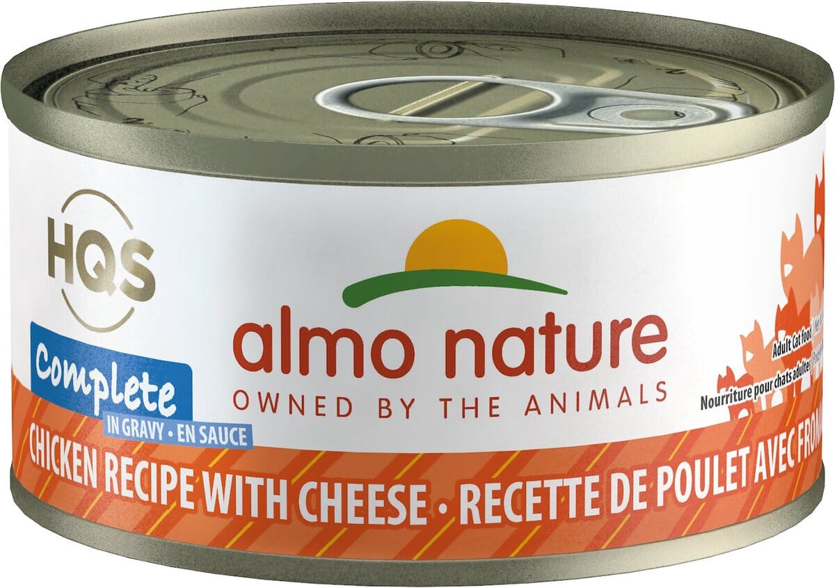 Almo Nature HQS Complete Chicken w/Cheese in Gravy Canned Cat Food - 9.87 Oz - Case of 12  