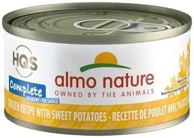 Almo Nature HQS Complete Chicken with Sweet Potatoes in Gravy Canned Cat Food - 2.47 oz Cans - Case of 24  