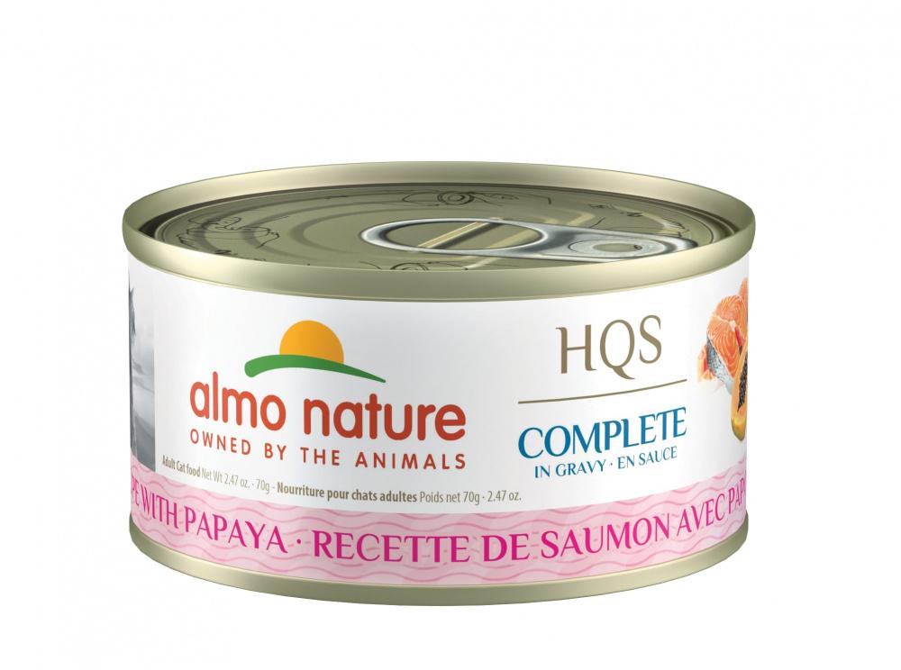 Almo Nature HQS Complete Salmon and Papaya in Gravy Canned Cat Food - 2.47 oz Cans - Case of 24  