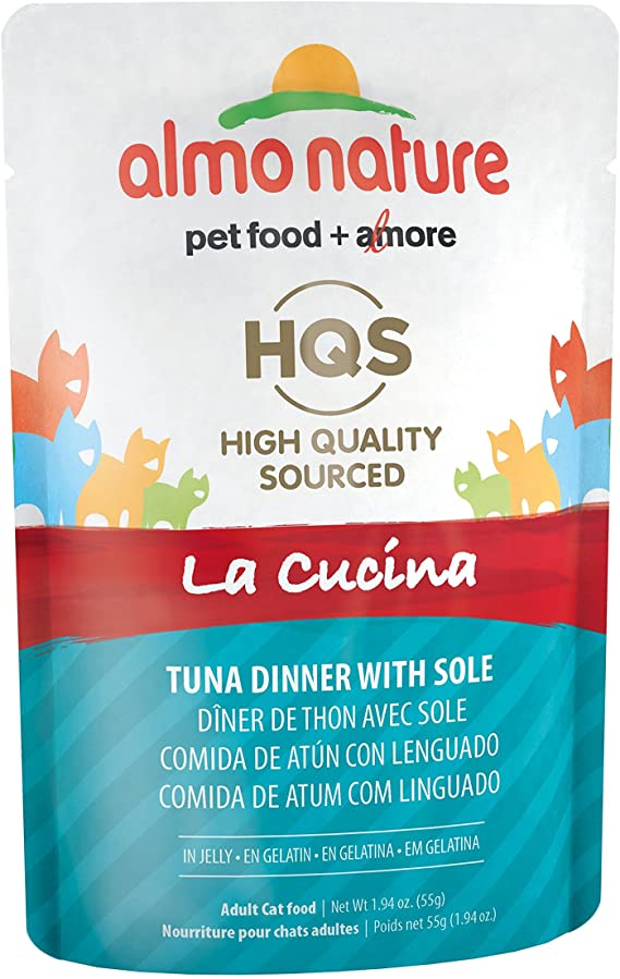 Almo Nature HQS La Cucina Tuna with Sole in Jelly - 1.94 oz Pouches - Case of 24  