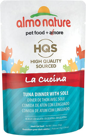 Almo Nature HQS La Cucina Tuna with Sole in Jelly - 1.94 oz Pouches - Case of 24