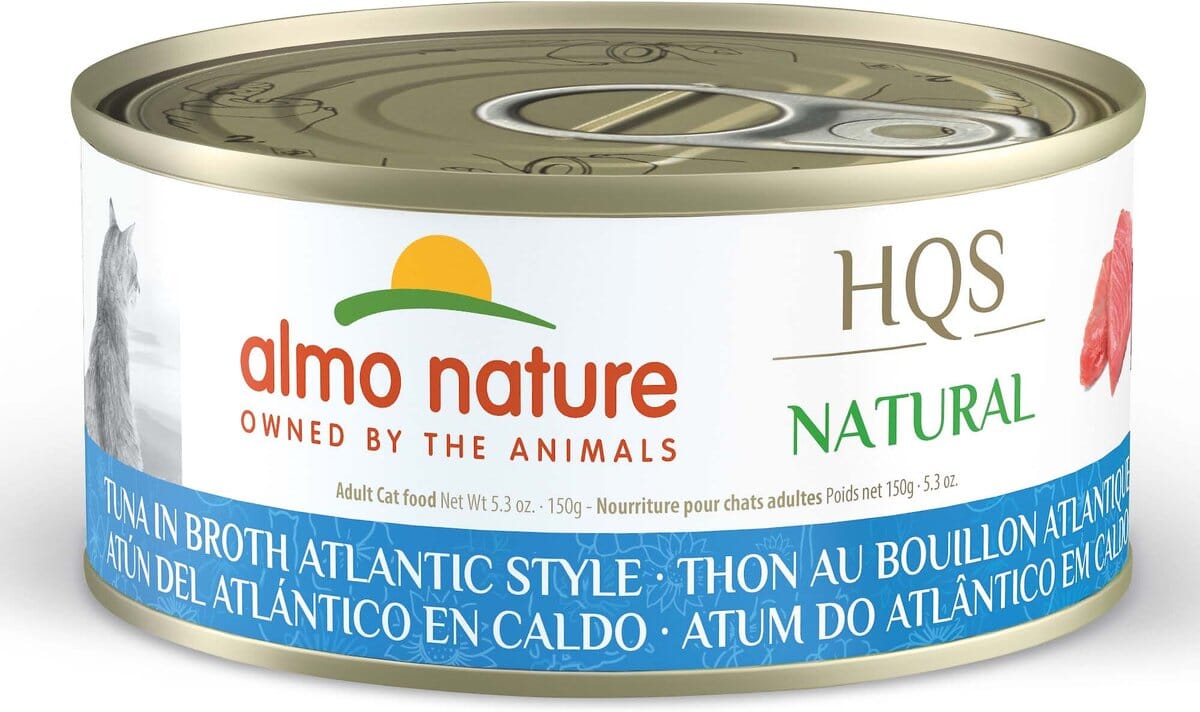 Almo Nature HQS Natural Atlantic Style Tuna in Broth Canned Cat Food - 5.29 Oz - Case of 24  