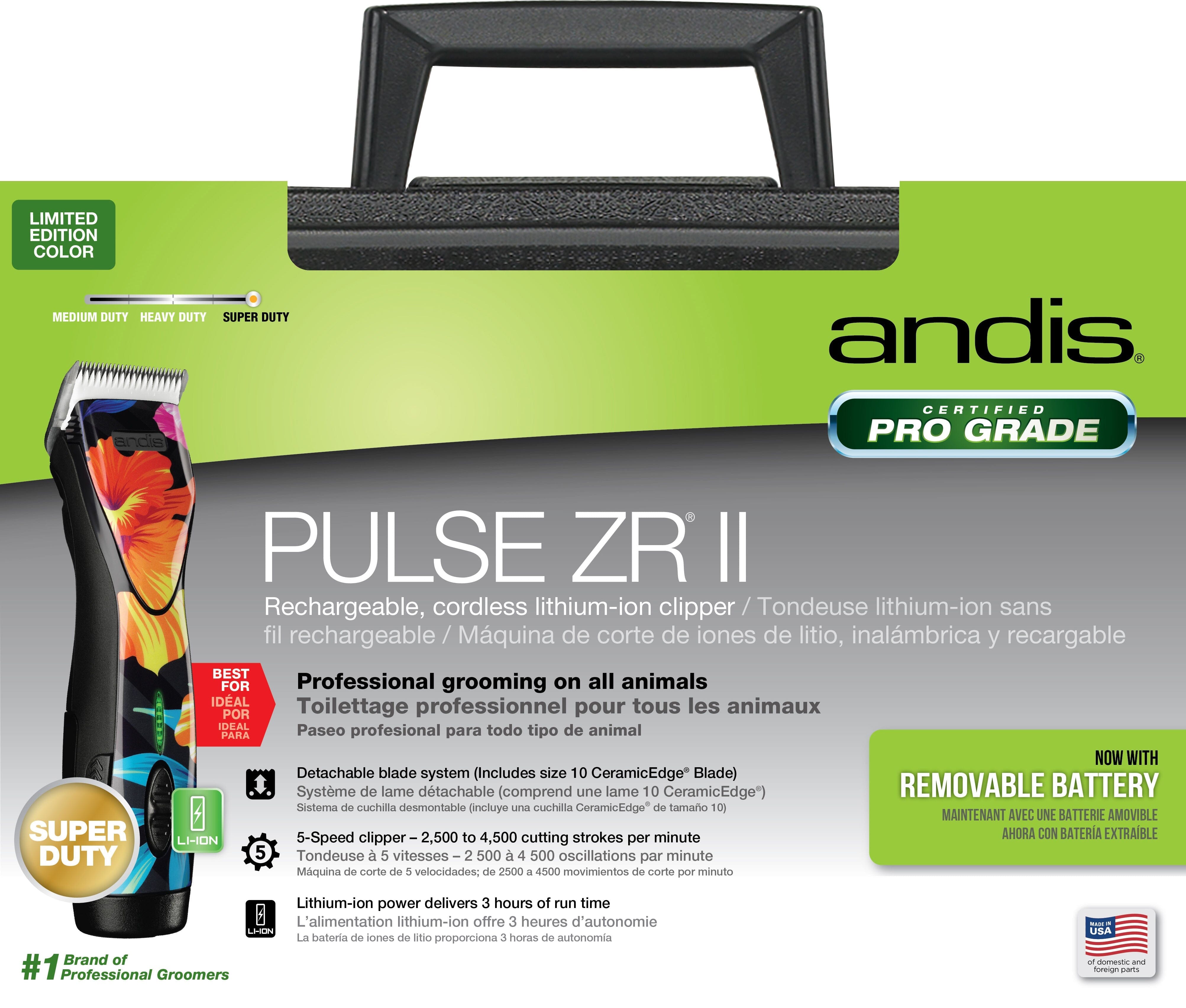 Andis Pulse ZR II Cordless Pet Grooming Clipper with #10 Blade - Floral  