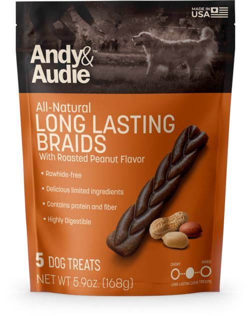 Andy & Audie All-Natural Long Lasting Braids With Chicken Treats - 5 Count 5.9 oz  