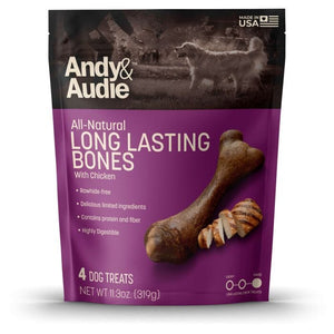 Andy & Audie All-Natural Long Lasting Bones With Chicken Femur Treats - 4 Count 11.3 oz