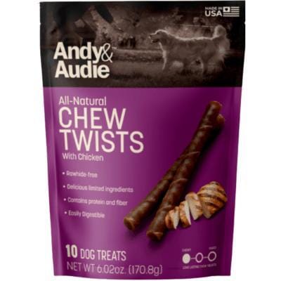 Andy & Audie All-Natural Chew Twists Twists With Chicken Treats - 10 Count, 6.02 oz  