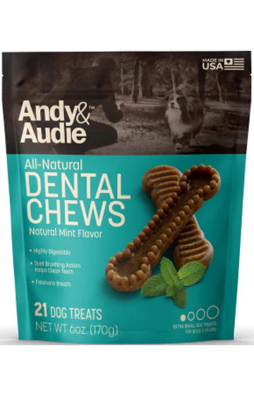 Andy & Audie All-Natural X-Small Dental Chew Treats - 21 Count, 6 oz  