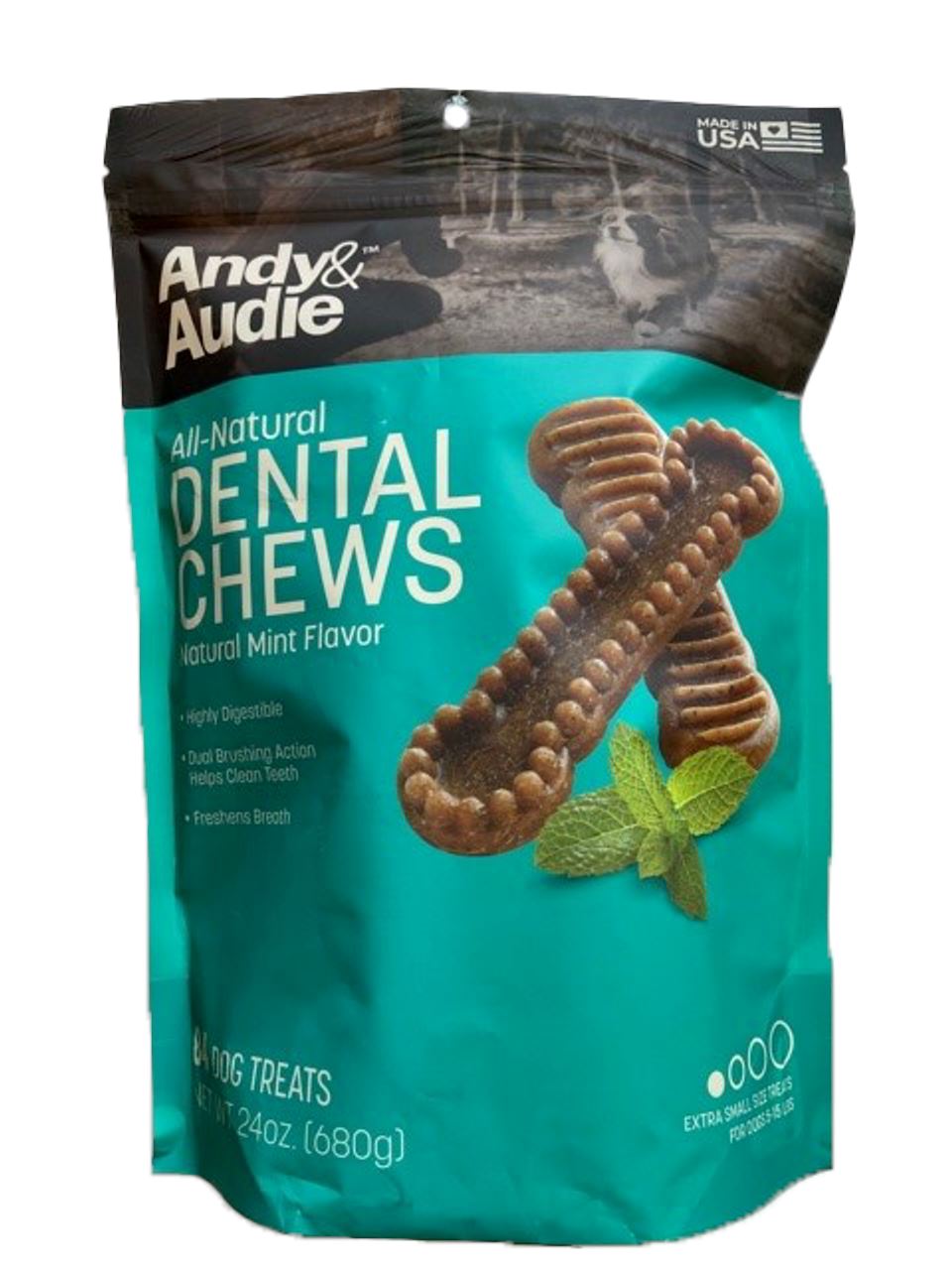 Andy & Audie Large Dental Chews Dental Dog Chews - 24 Oz  