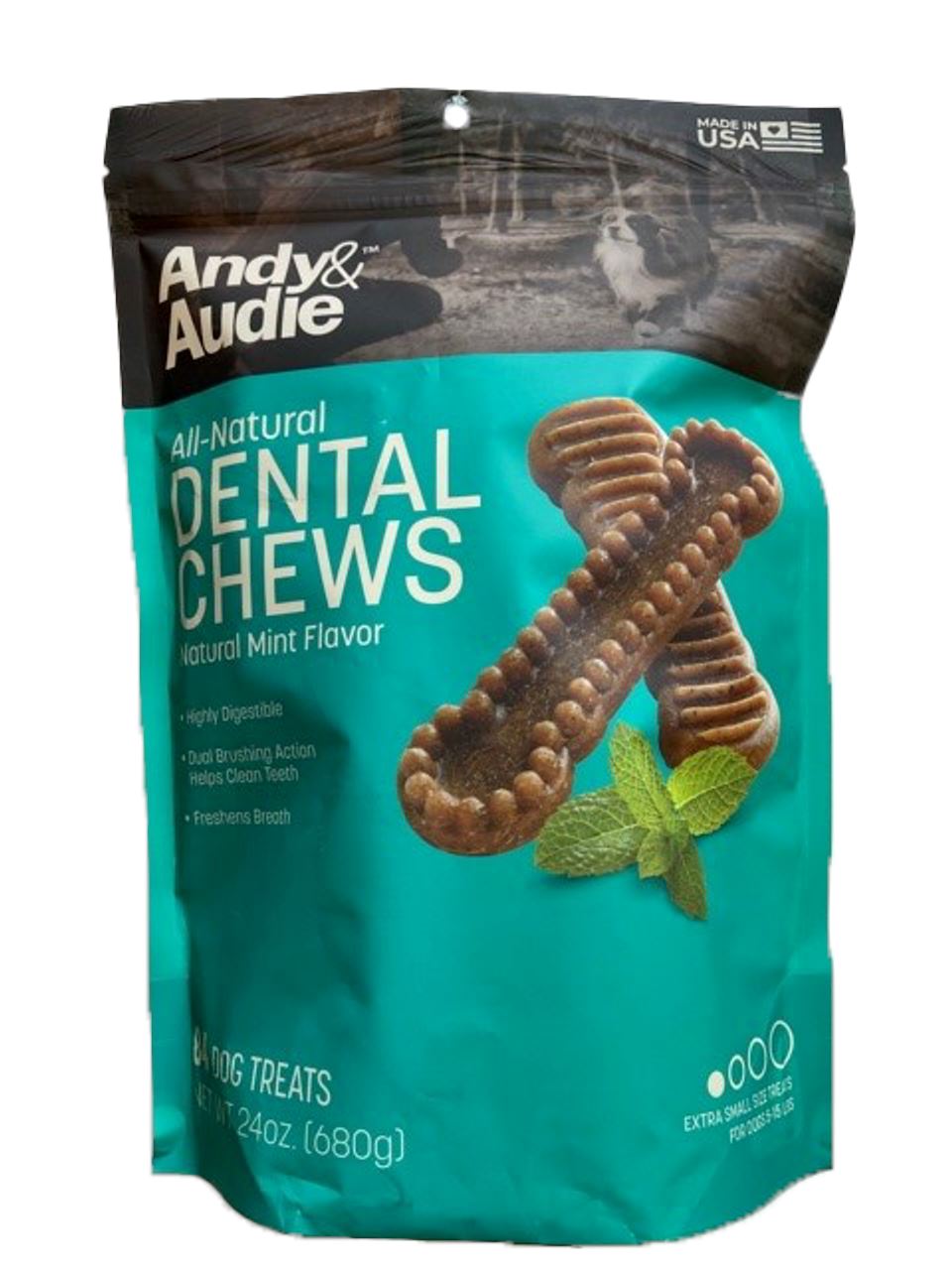 Andy & Audie Medium Dental Chews Dental Dog Chews - 24 Oz  