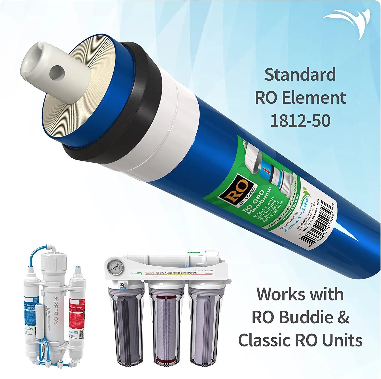 Aquatic Life Ro Thin Film Composite Membrane Aquarium Filter Insert - 50 Gpd  