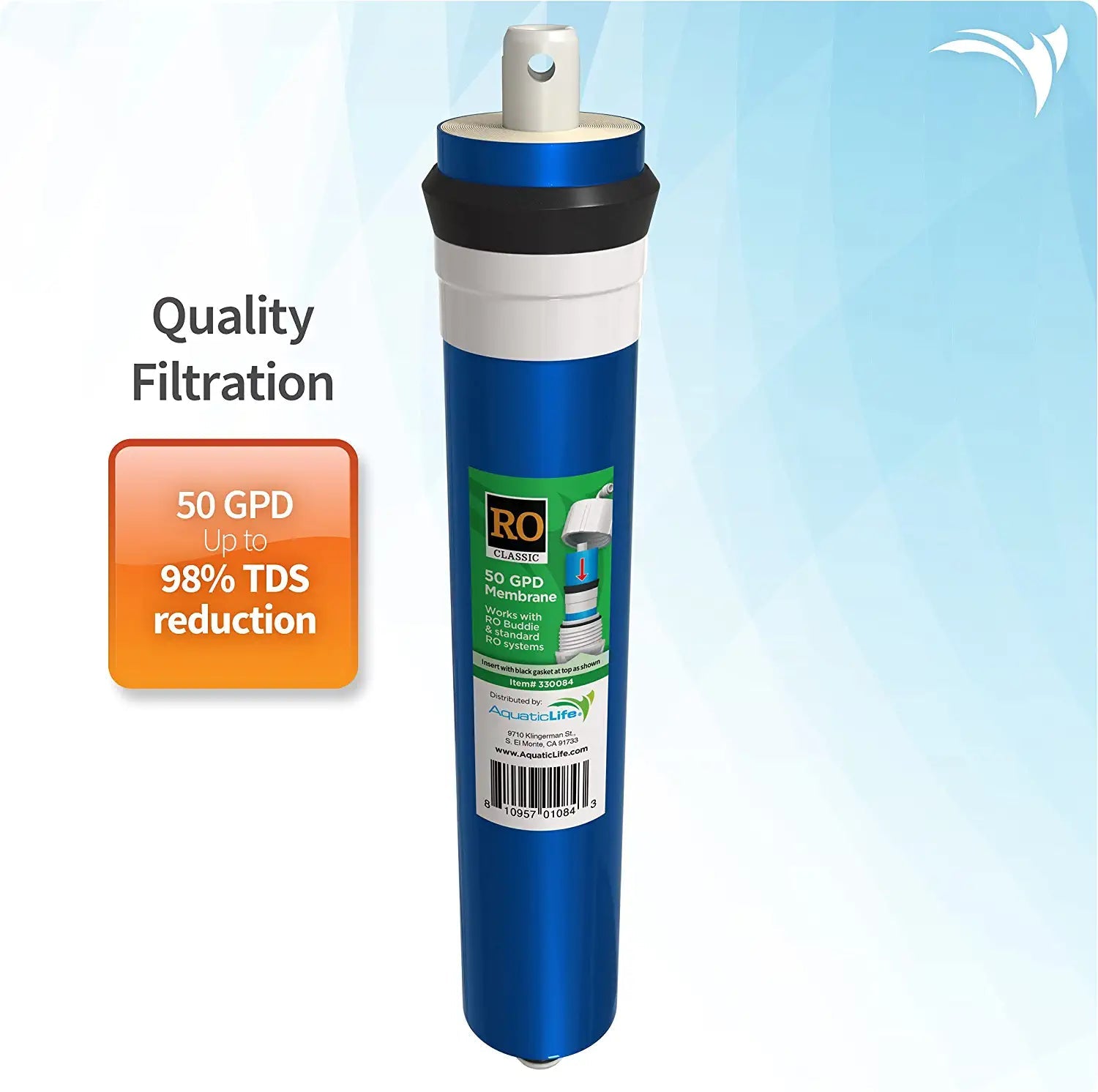Aquatic Life Ro Thin Film Composite Membrane Aquarium Filter Insert - 50 Gpd  
