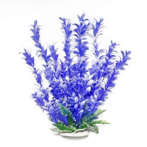 Aquatop Bacopa-Like Weighted Plastic Aquarium Plant Decoration - Blue/White - 12 In  