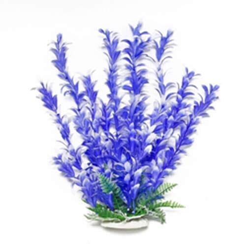 Aquatop Bacopa-Like Weighted Plastic Aquarium Plant Decoration - Blue/White - 12 In