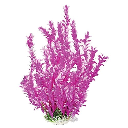 Aquatop Bacopa-Like Weighted Plastic Aquarium Plant Decoration - Pink/White - 16 In