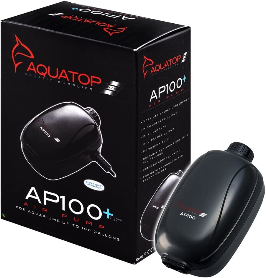 Aquatop Breza Dual Outlet Aquarium Air Pump - Black - 40 - 100 Gal  