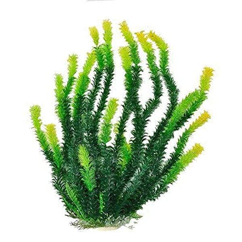 Aquatop Bushy Weighted Plastic Aquarium Plant Decoration - Green - 20 In  