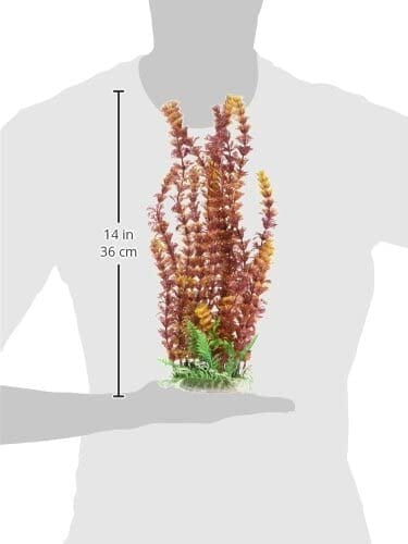 Aquatop Cabomba-like Weighted Plastic Aquarium Plant Decoration - Red/Yellow - 12 In