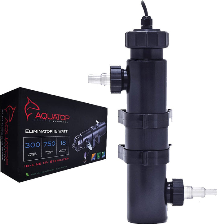 Aquatop Eliminator In-Line UV Sterilizer Aquatic UV Sterilizers - Black - 300 Gal - 18 ...
