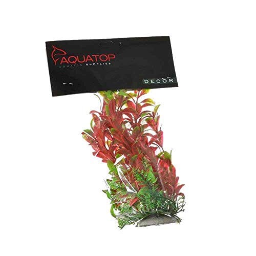 Aquatop Hygro-Like Weighted Plastic Aquarium Plant - Green/Red - 6 In  