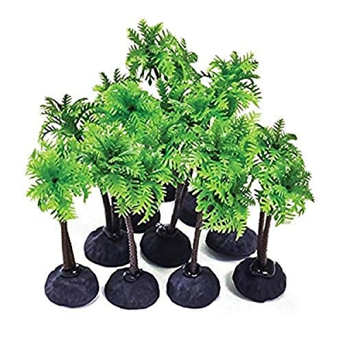 Aquatop Palm Tree Weighted Pack Plastic Aquarium Plant - Green - 4 In - 10 Pack