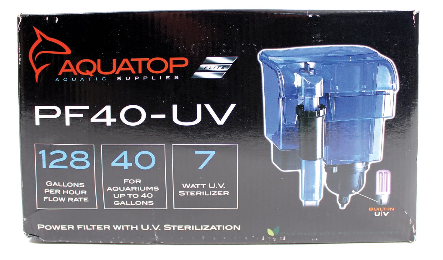 Aquatop Power Filter Hang-On with UV Sterilizer Aquatics External Aquarium Filter - Blue - 40 Gal  