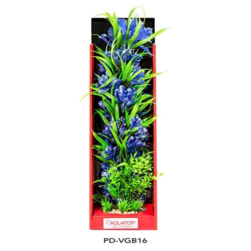 Aquatop Vibrant Garden Plant Boxed Plastic Aquarium Plant - Blue - 16 In  