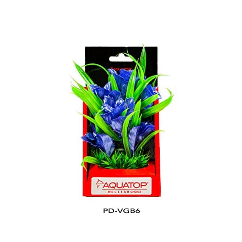 Aquatop Vibrant Garden Plant Boxed Plastic Aquarium Plant - Blue - 6  