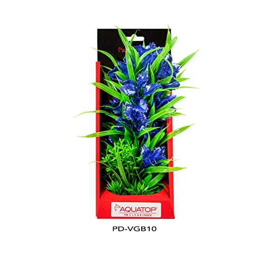 Aquatop Vibrant Garden Plant Boxed Plastic Aquarium Plant Decoration - Blue - 10  