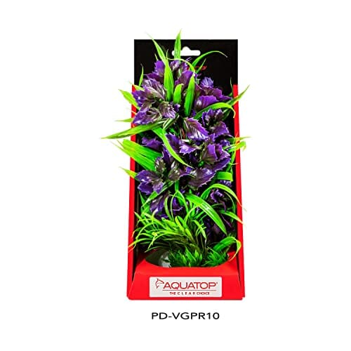Aquatop Vibrant Garden Plant Boxed Plastic Aquarium Plant Decoration - Purple - 10