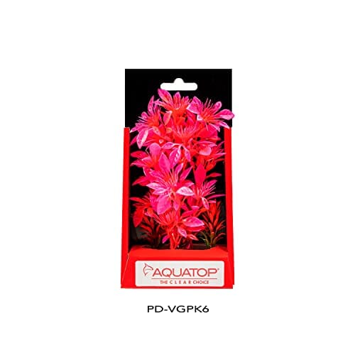 Aquatop Vibrant Garden Plant Boxed Plastic Aquarium Plant - Pink - 6  