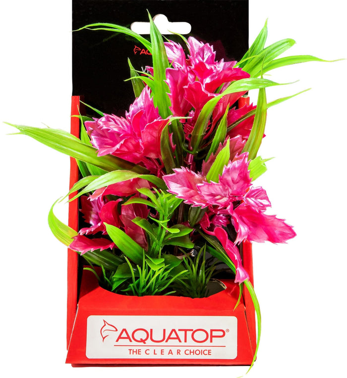 Aquatop Vibrant Passion Plant Boxed Plastic Aquarium Plant - Rose - 6