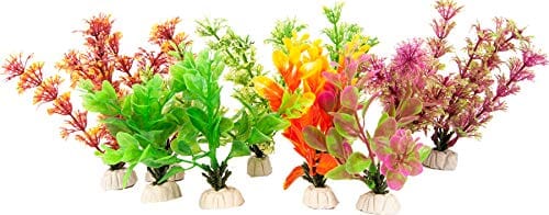 Aquatop Weighted Pack Plastic Aquarium Plant - Assorted - 5 In - 10 Pack