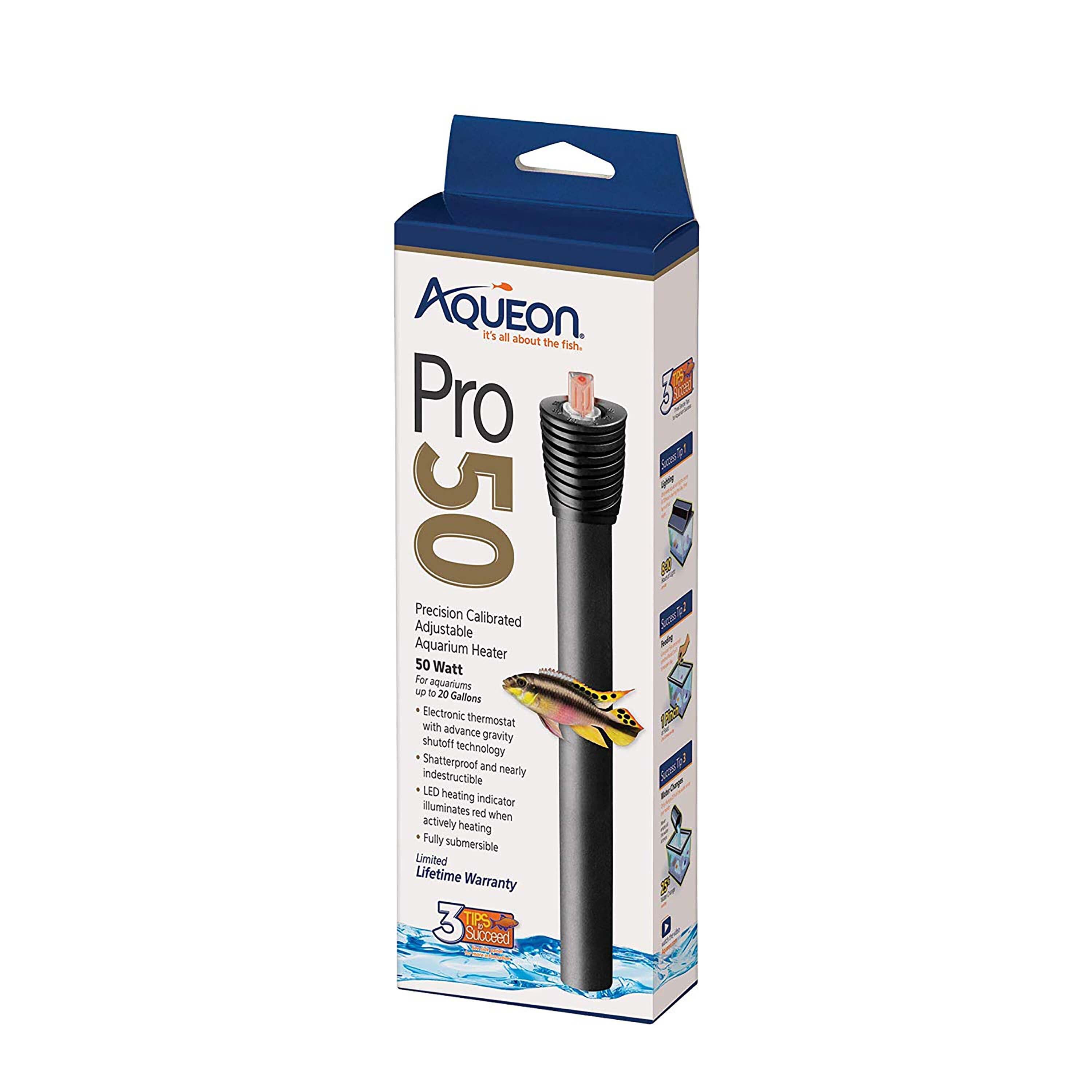 Aqueon Adjustable PRO Aquarium Heater - Up To 20 gal - 50 W  