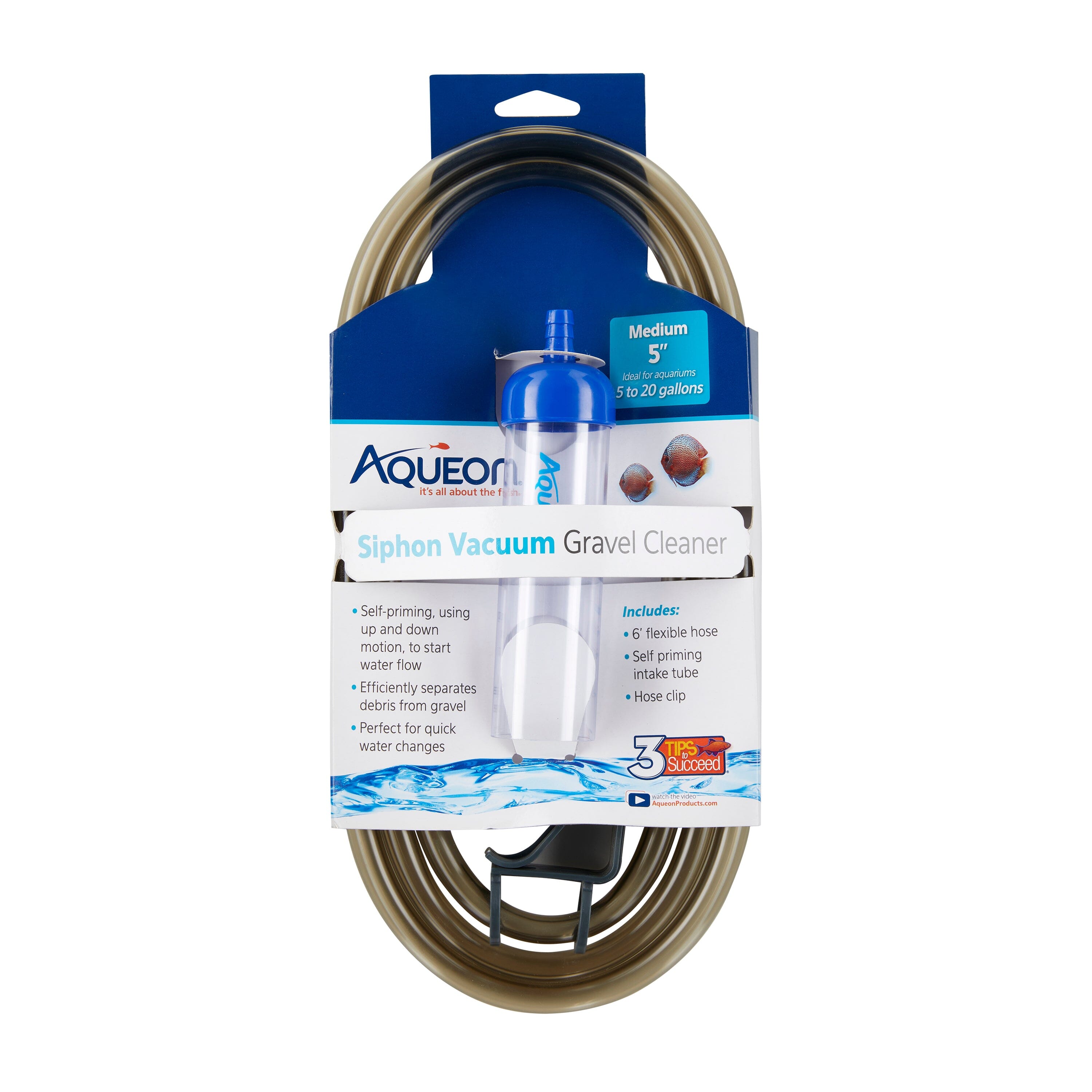Aqueon Aquarium Siphon Vacuum Gravel Cleaner No Bulb - Medium - 5 in  