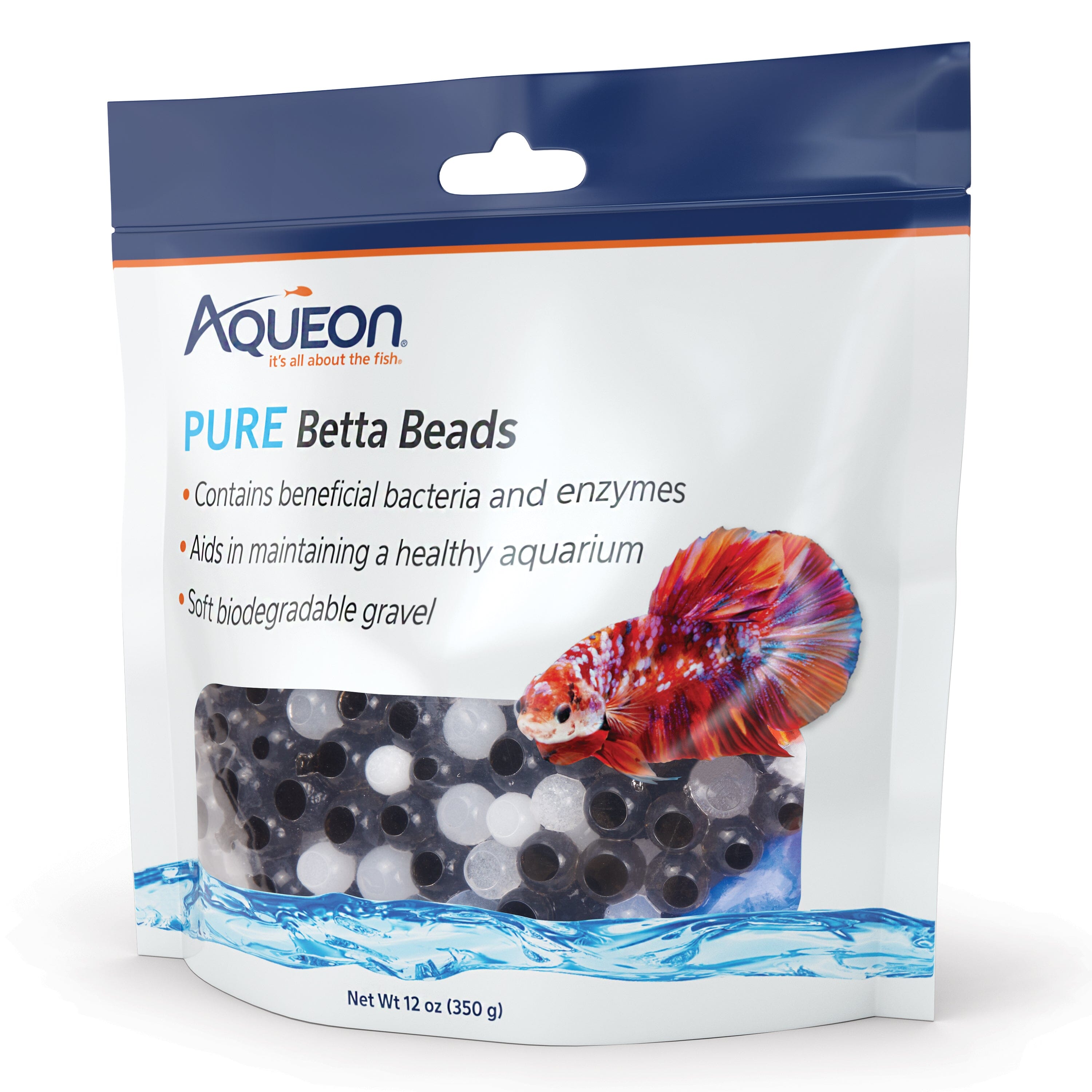 Aqueon Betta Beads - Black & White - One Pouch  