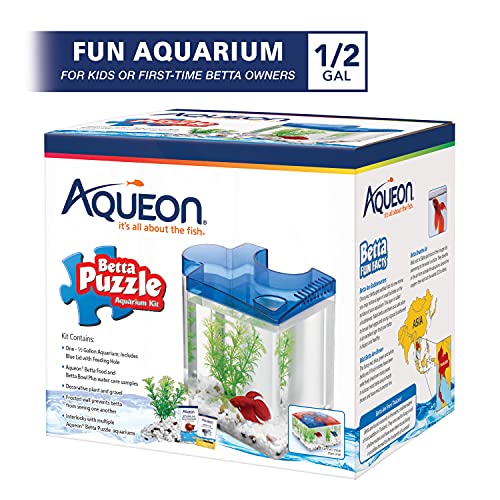 Aqueon Betta Puzzle Aquarium Kit - Blue - Pack of 4  