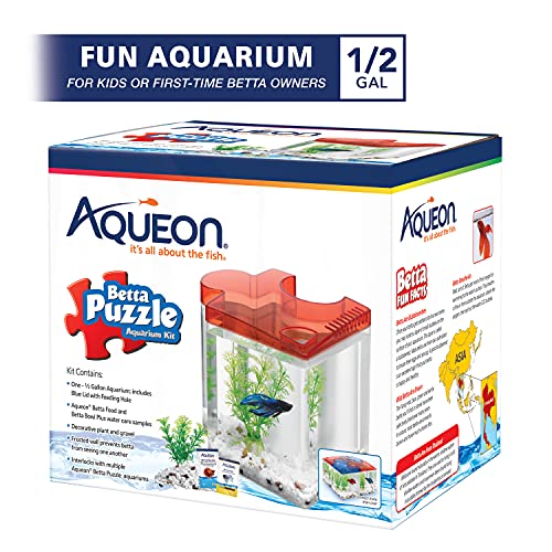 Aqueon Betta Puzzle Aquarium Kit - Red - Pack of 4