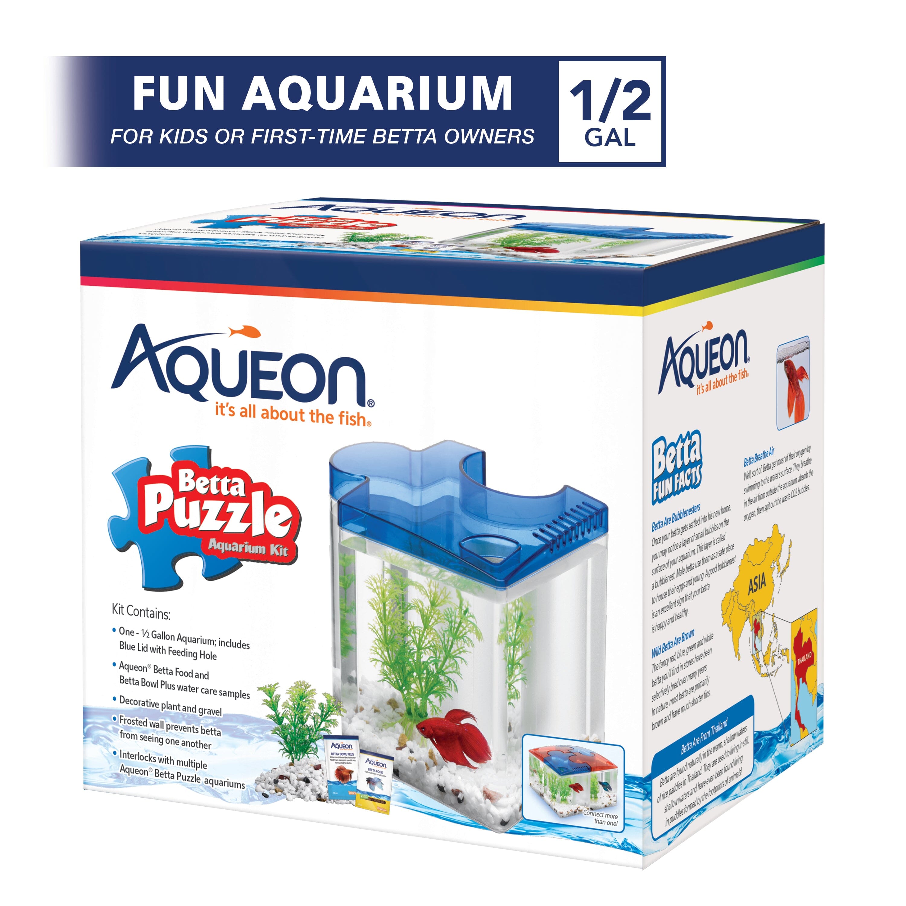 Aqueon Betta Puzzle Kits - Blue - .5 gal  