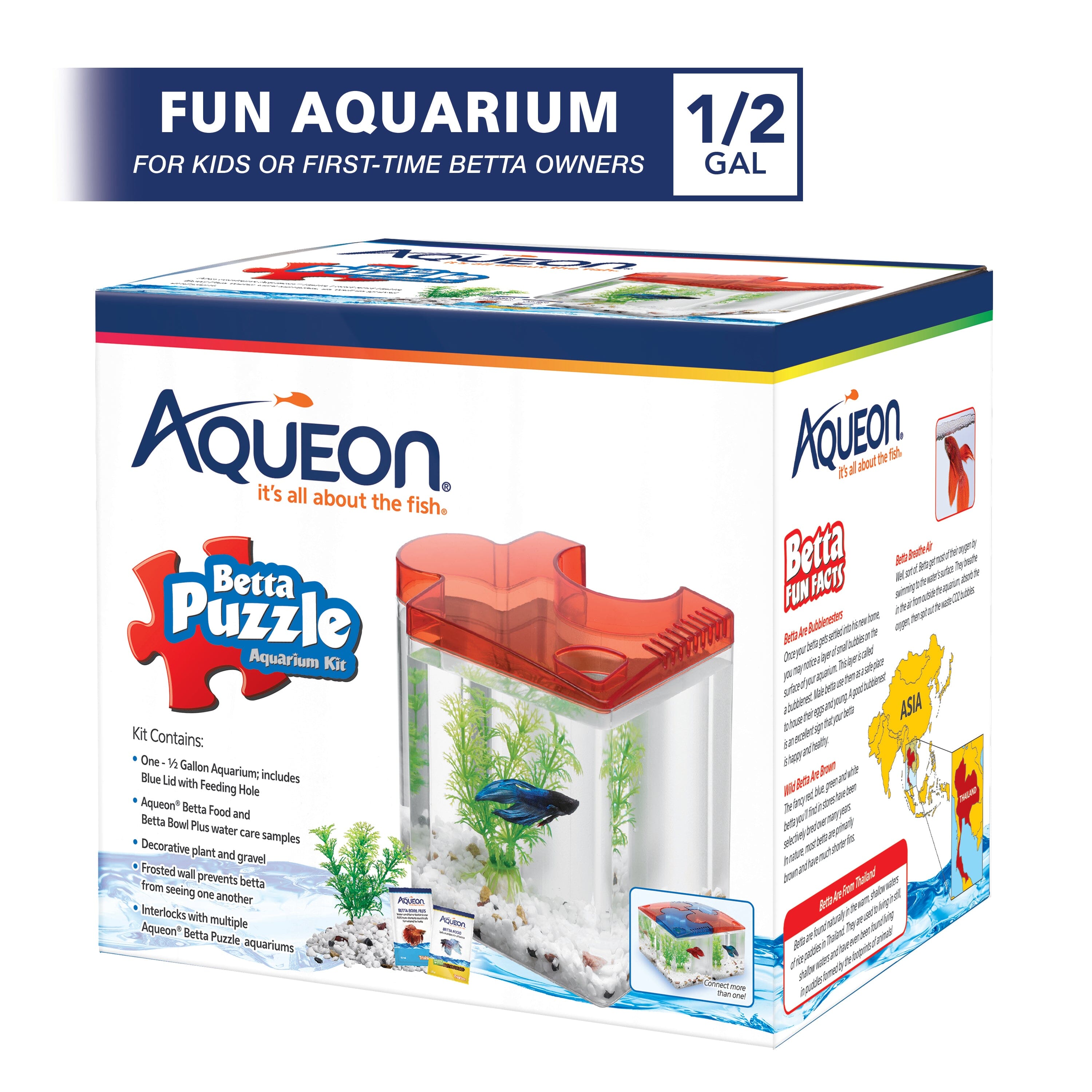 Aqueon Betta Puzzle Kits - Red - .5 gal  