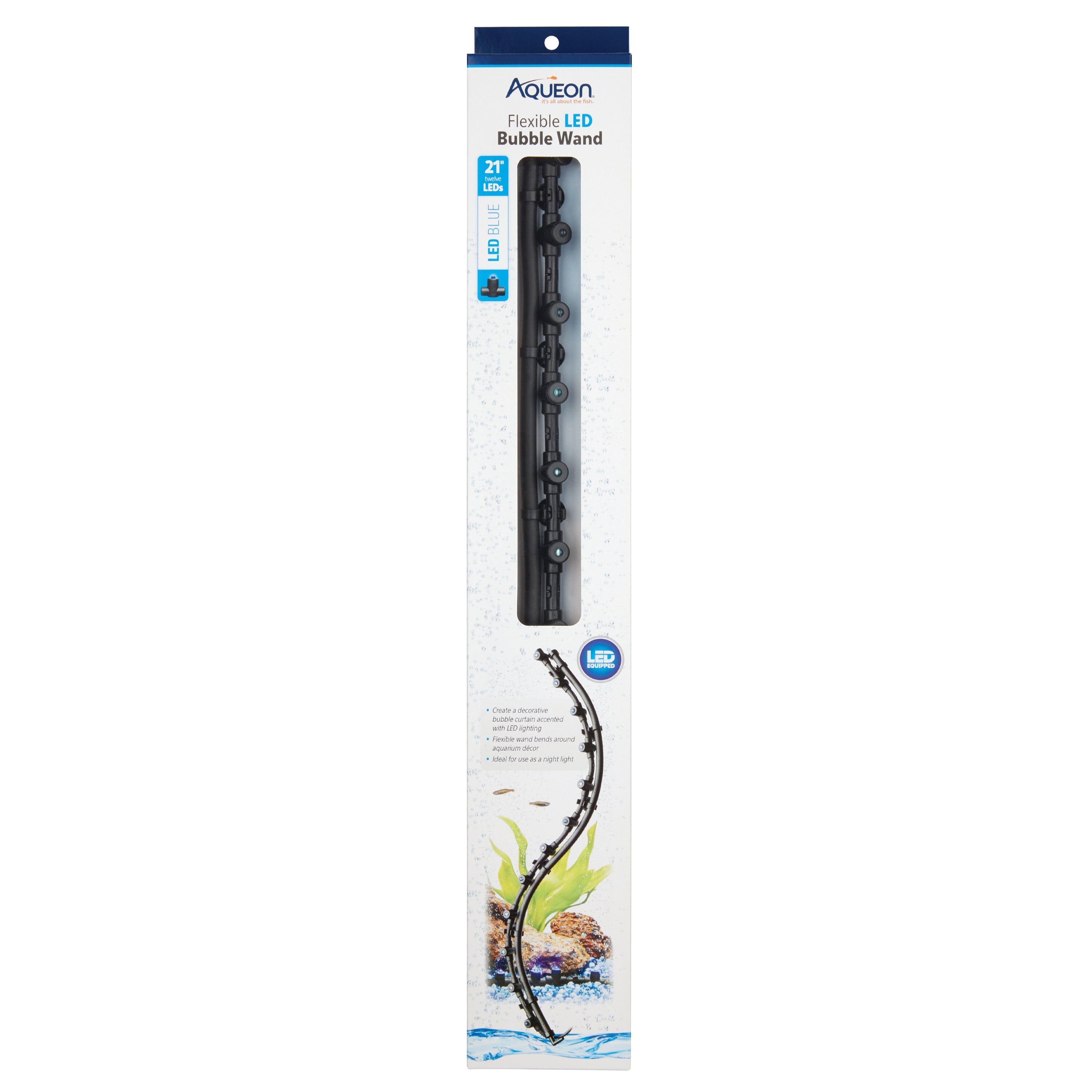 Aqueon Flexible LED Bubble Wand Blue - 21 in  